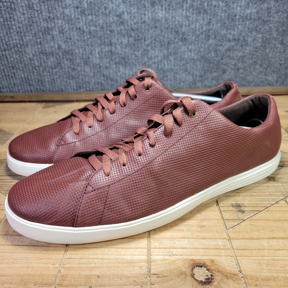 Cole Haan Grand ØS Crosscourt Mens 13 Rum Raisin Casual Leather Sneaker Shoes - Picture 2 of 13